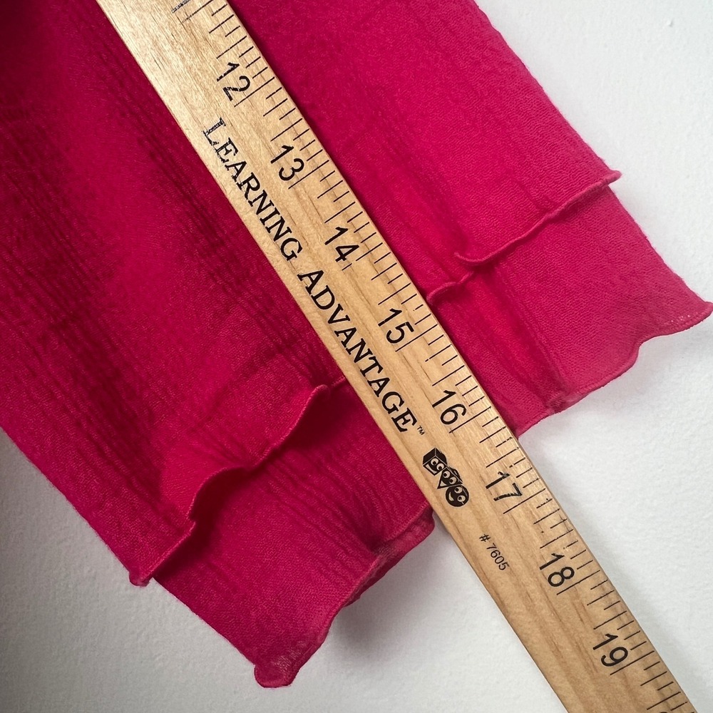 Soft Surroundings Magenta Pink Cotton Crinkle Tunic Ruffle Sleeve Top L 2FW37 - Picture 5 of 9